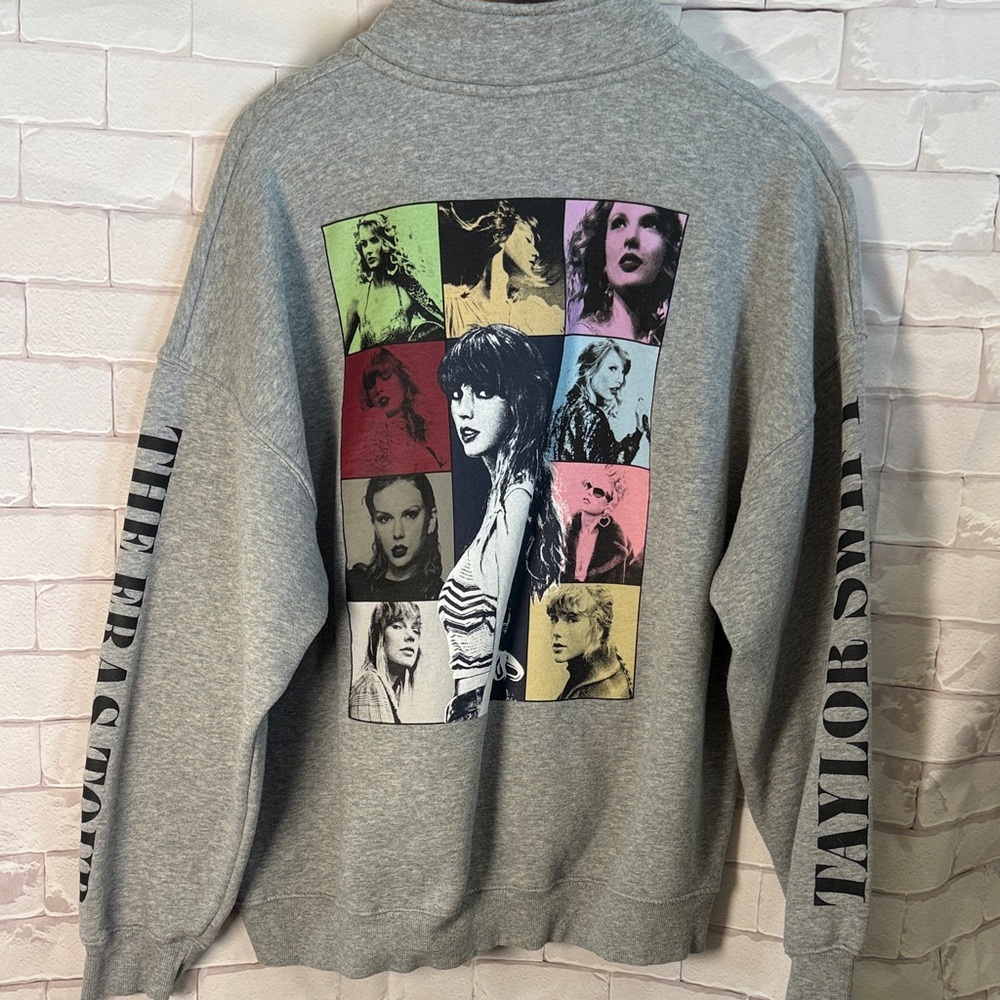 Taylor Swift Gray Multicolor Graphic Sweater